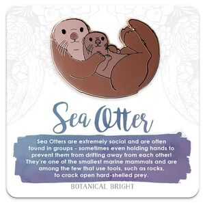 Sea‎ Otter Enamel Pin - Gold Plated Nature Jewelry - Beach & Ocean Animal Brooch